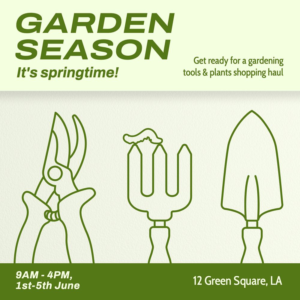 Garden season Instagram post template, editable text