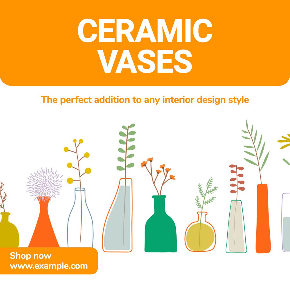 Ceramic vases Instagram post template, editable text