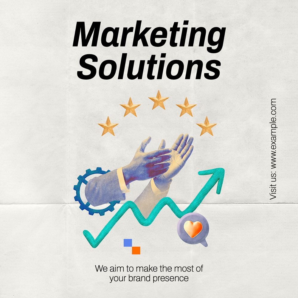 Marketing solutions Instagram post template, editable text