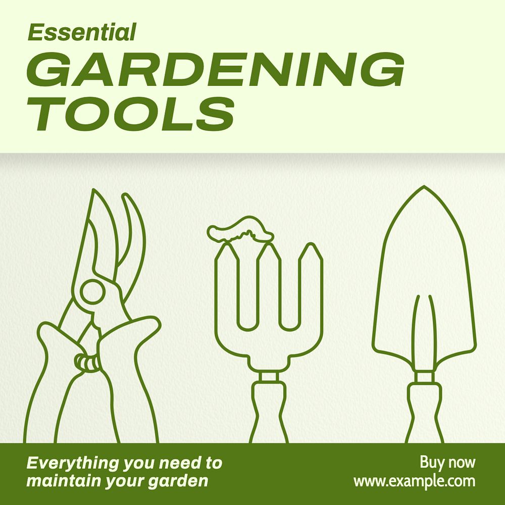 Gardening tools Instagram post template, editable text