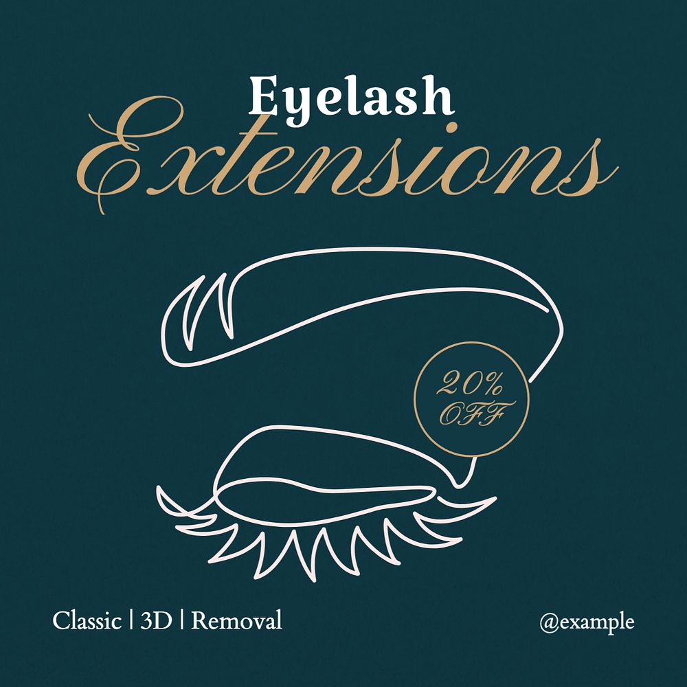 Eyelash extension Instagram post template, editable text