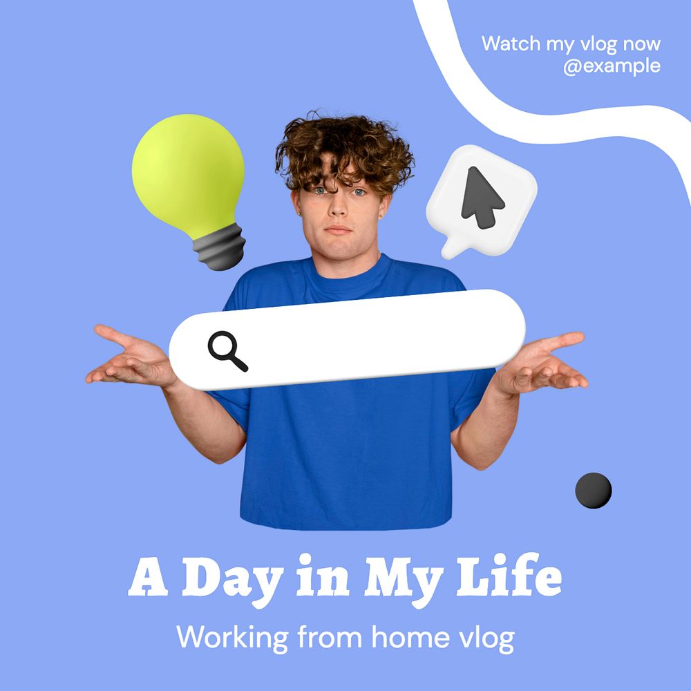 A day in my life  Instagram post template, editable text