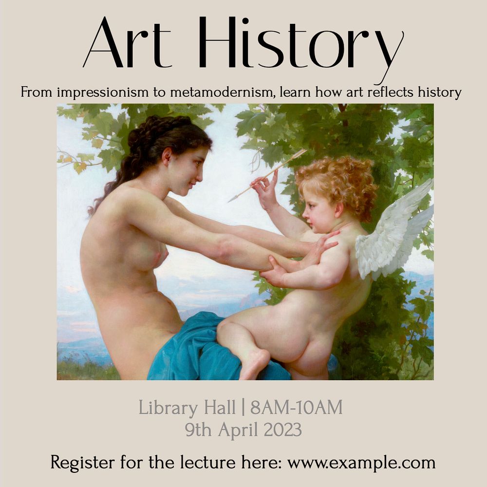 Art history class Instagram post template, editable text