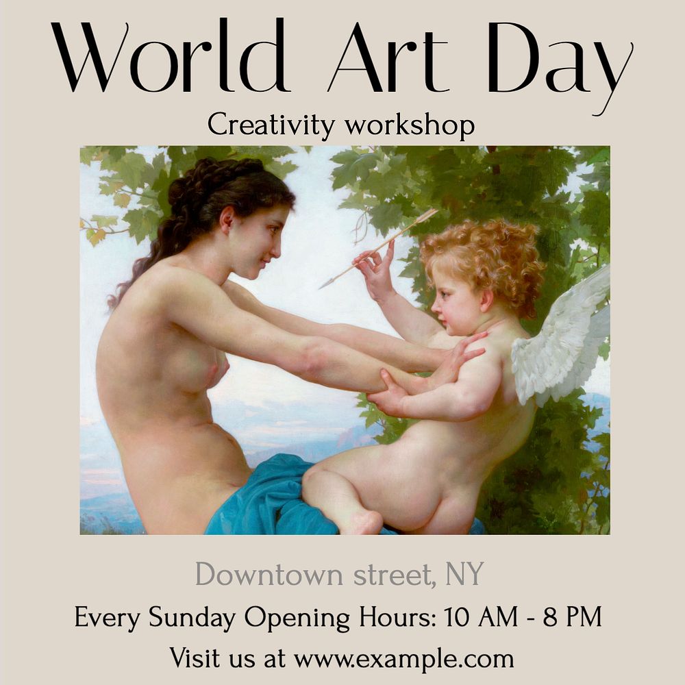 World art day Instagram post template, editable text