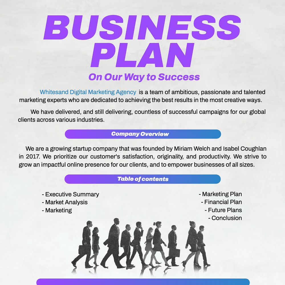 Business plan Instagram post template, editable text