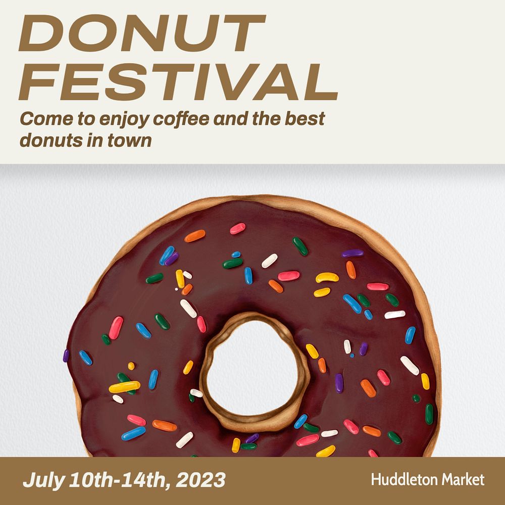 Donut festival Instagram post template, editable text