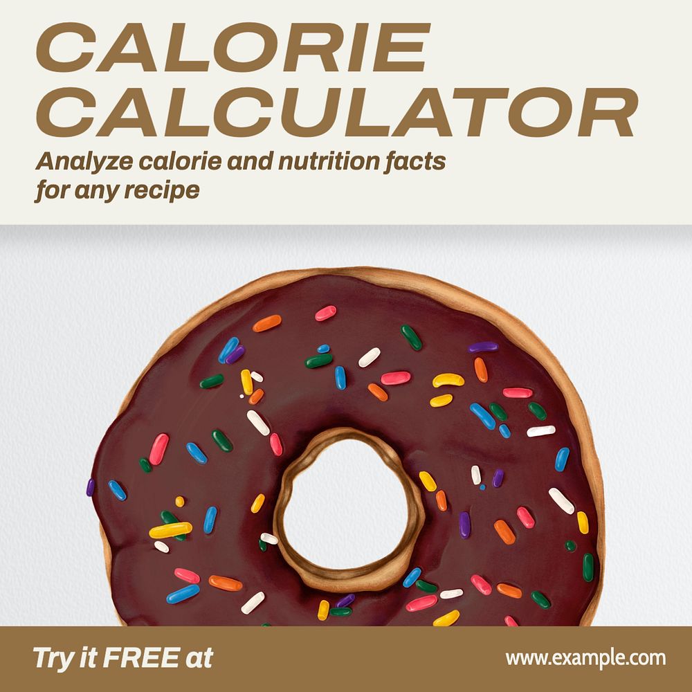 Calorie count Instagram post template, editable text