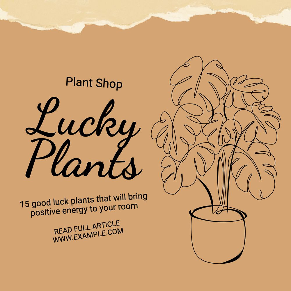 Lucky plants Instagram post template, editable text