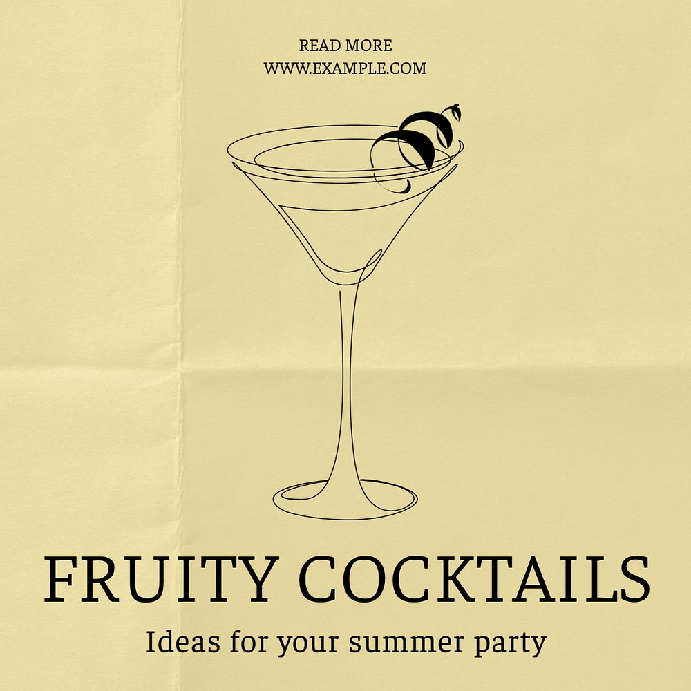 Fruity cocktails Instagram post template, editable text