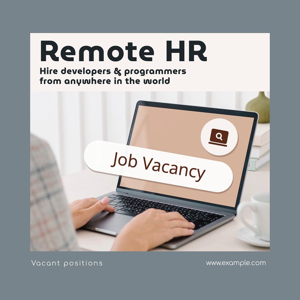 Remote HR hire Instagram post template, editable text