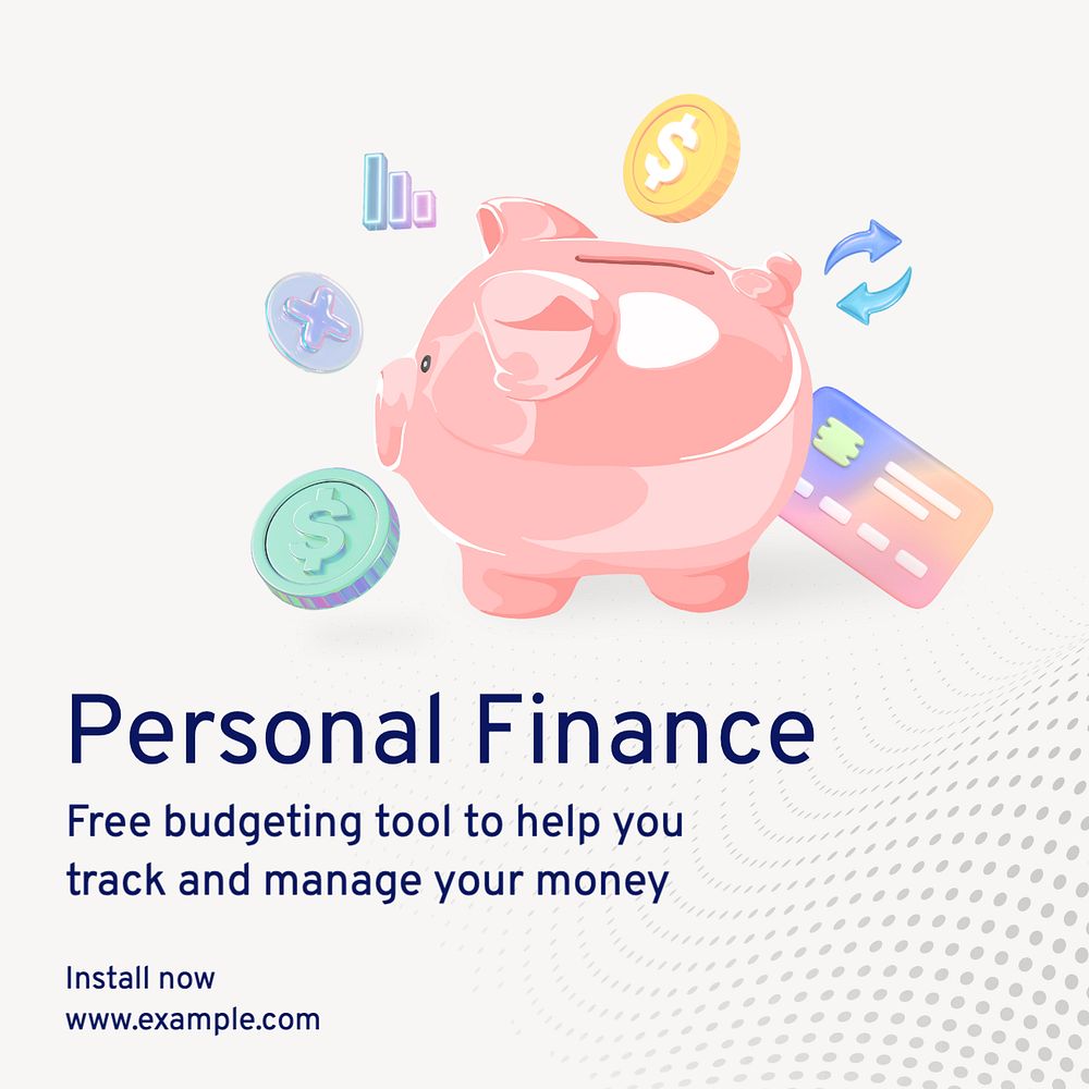 Personal finance Instagram post template, editable text