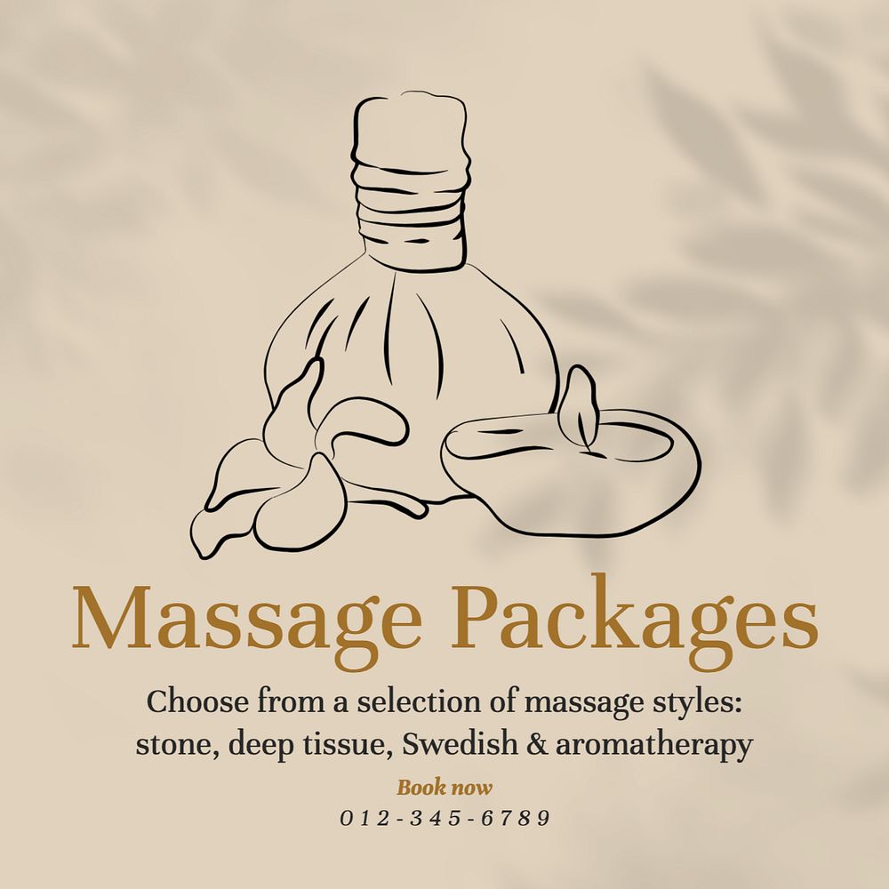 Massage packages Instagram post template, editable text