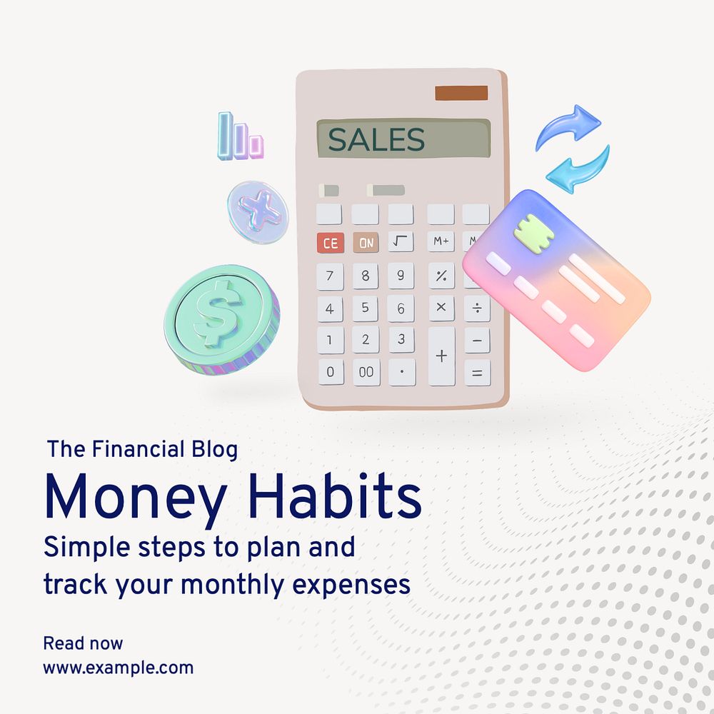 Money habits Instagram post template, editable text