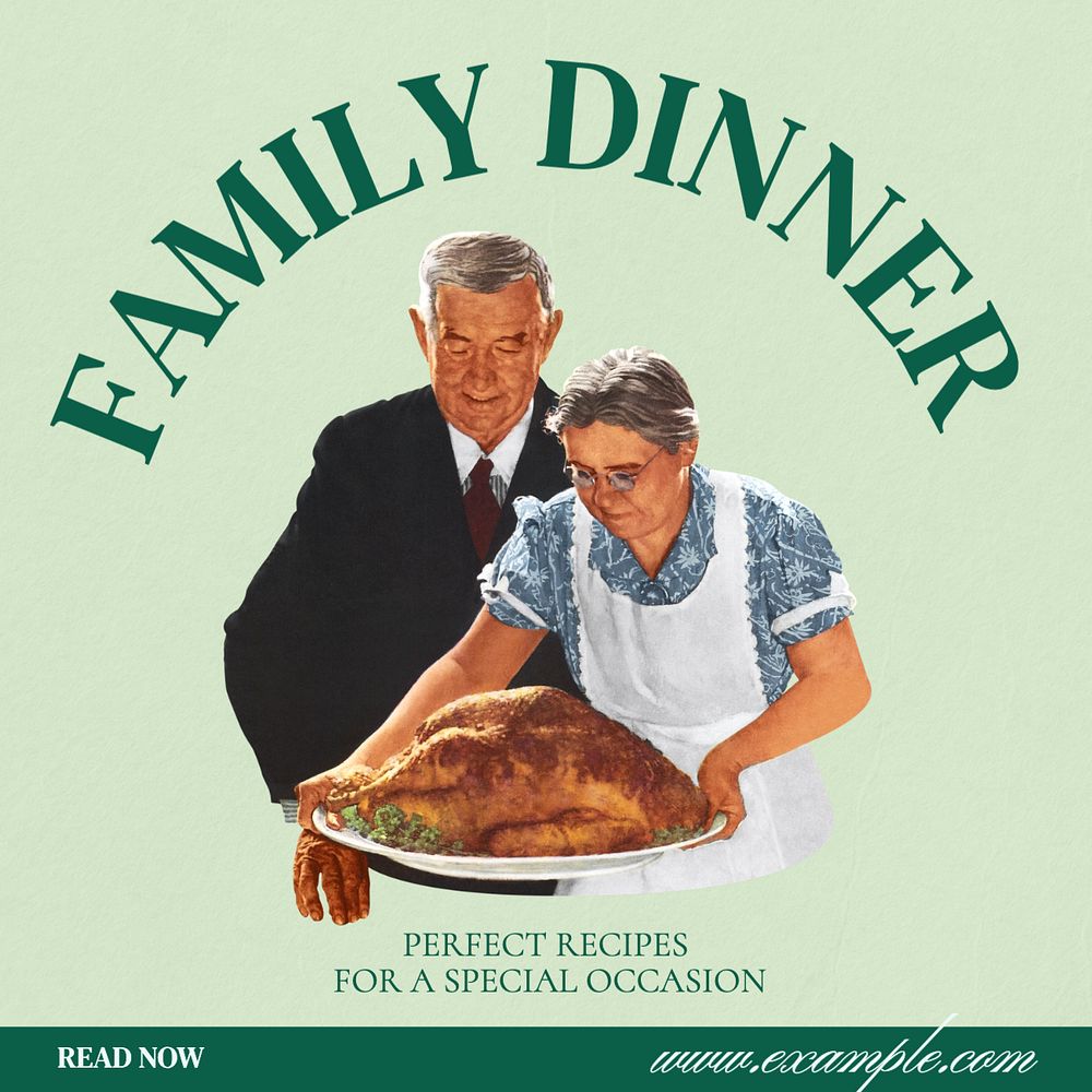 Family dinner Instagram post template, editable text