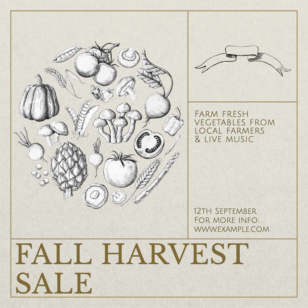 Fall harvest sale  Instagram post template, editable text