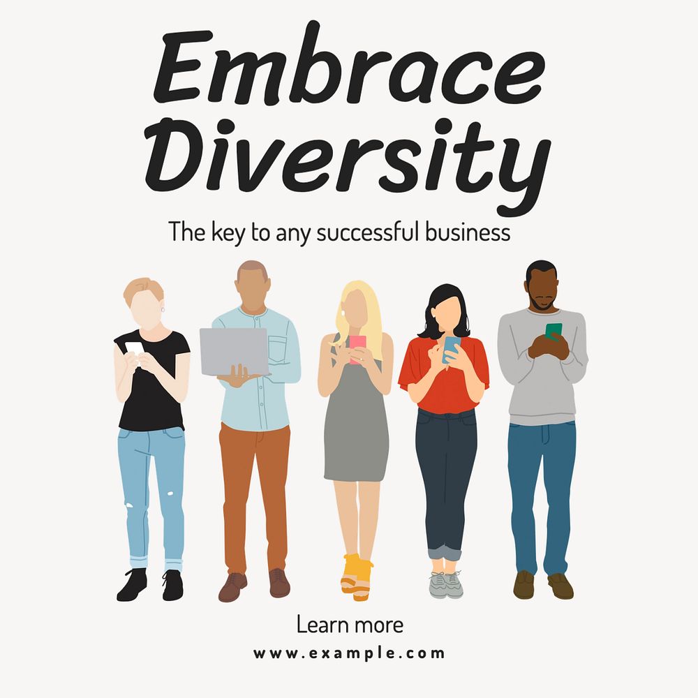 Embrace diversity  Instagram post template, editable text