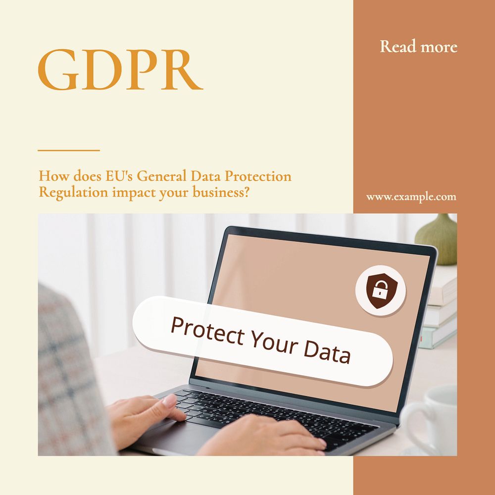 GDPR business impact Instagram post template, editable text