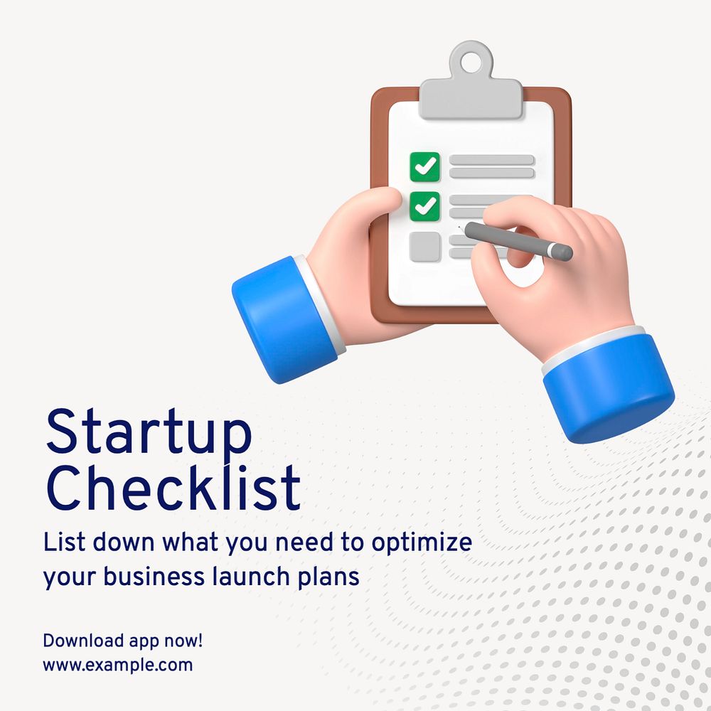 Startup checklist Instagram post template, editable text