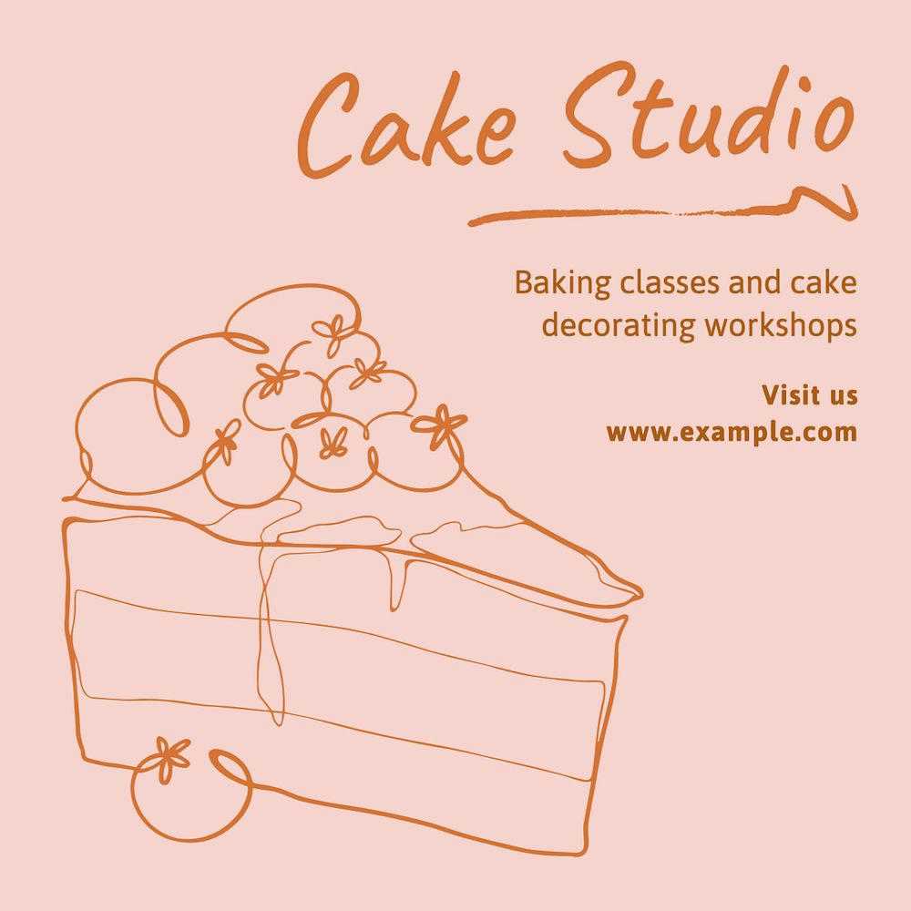 Cake studio Instagram post template, editable text