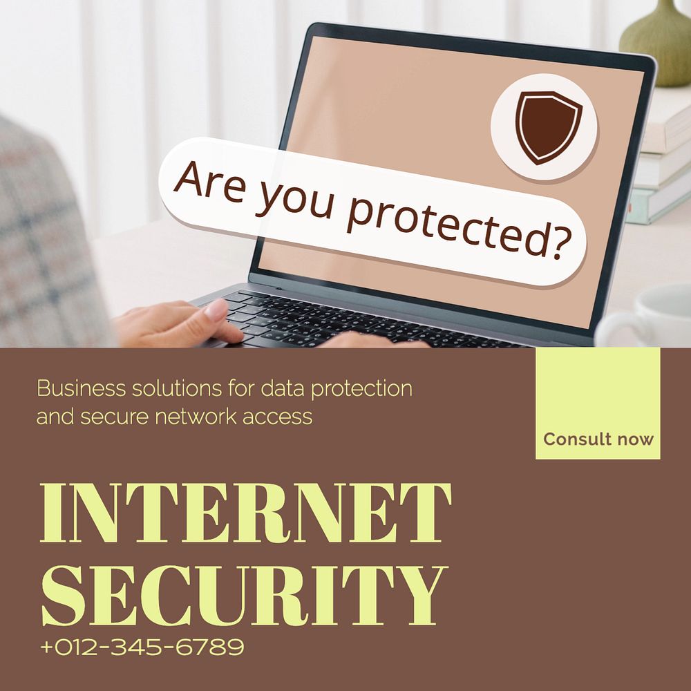 Internet security Instagram post template, editable design