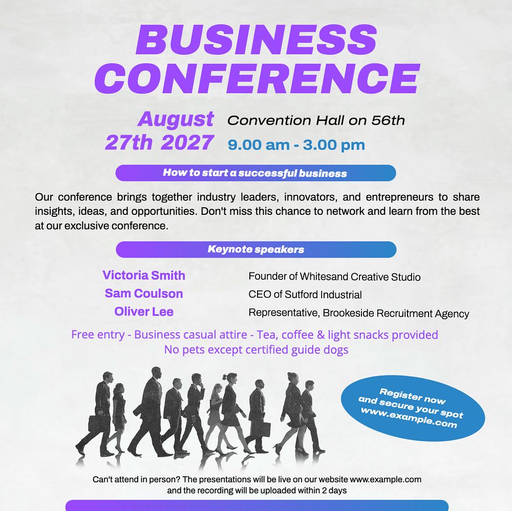 Business conference Instagram post template, editable text