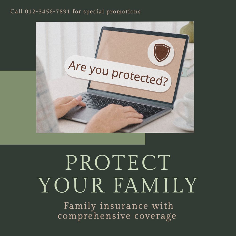 Family insurance Instagram post template, editable text