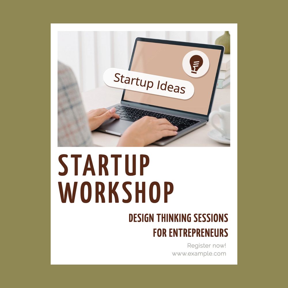 Startup workshop Instagram post template, editable design