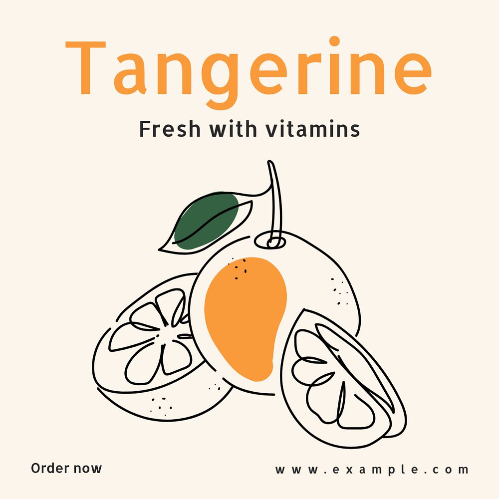 Tangerine Instagram post template, editable text