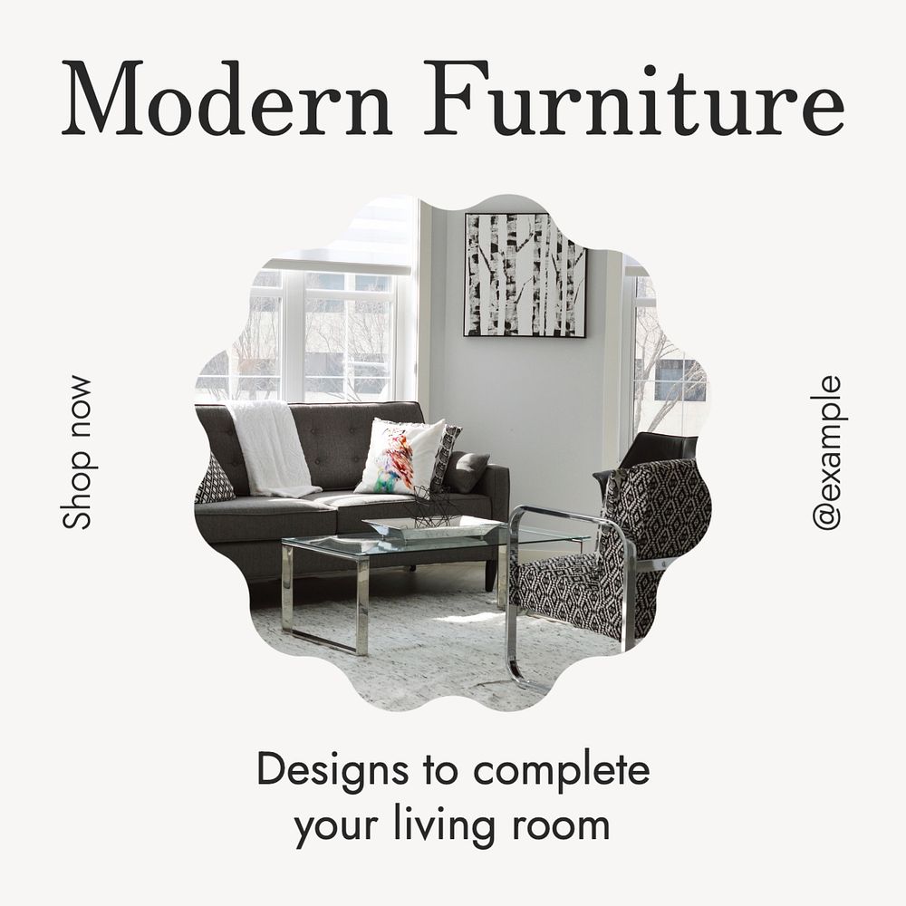 Modern furniture Instagram post template, editable text