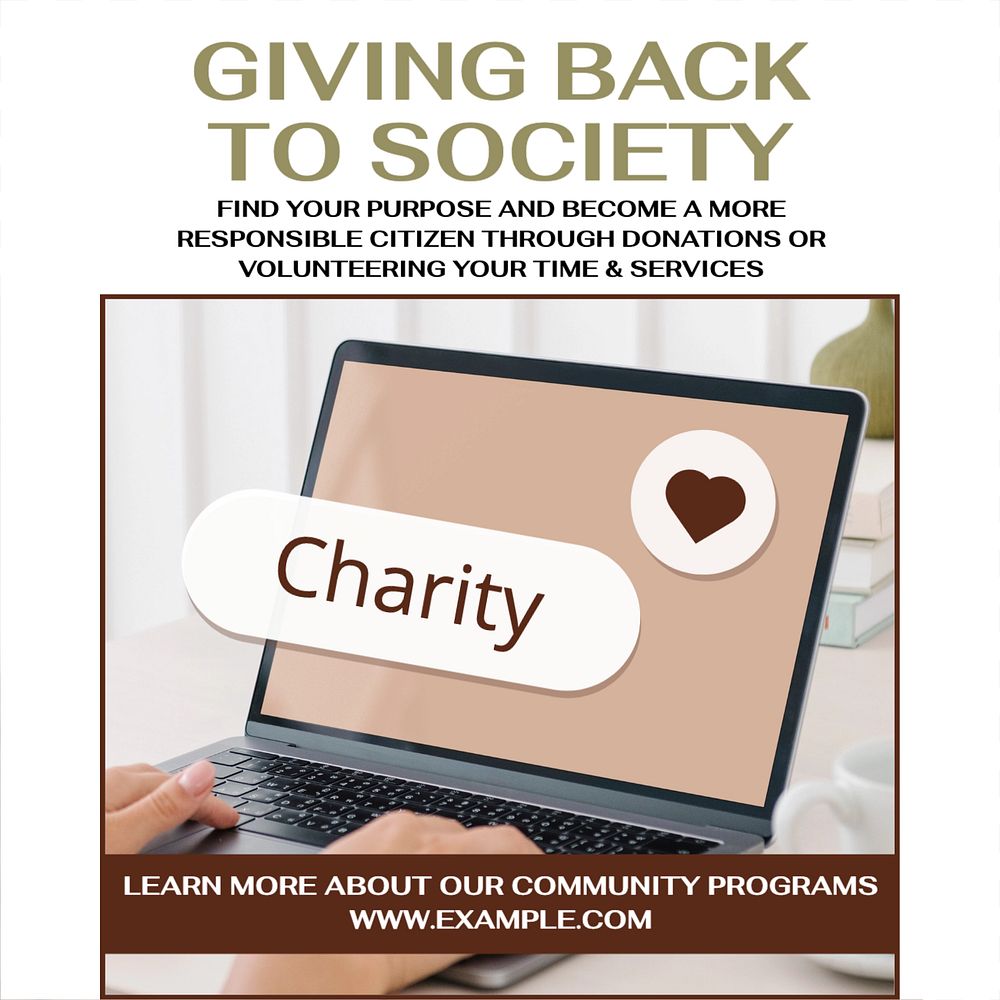 Give to society Instagram post template, editable design