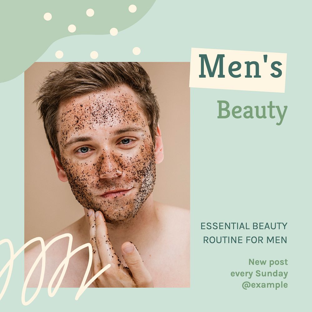 Men's beauty Instagram post template, editable text