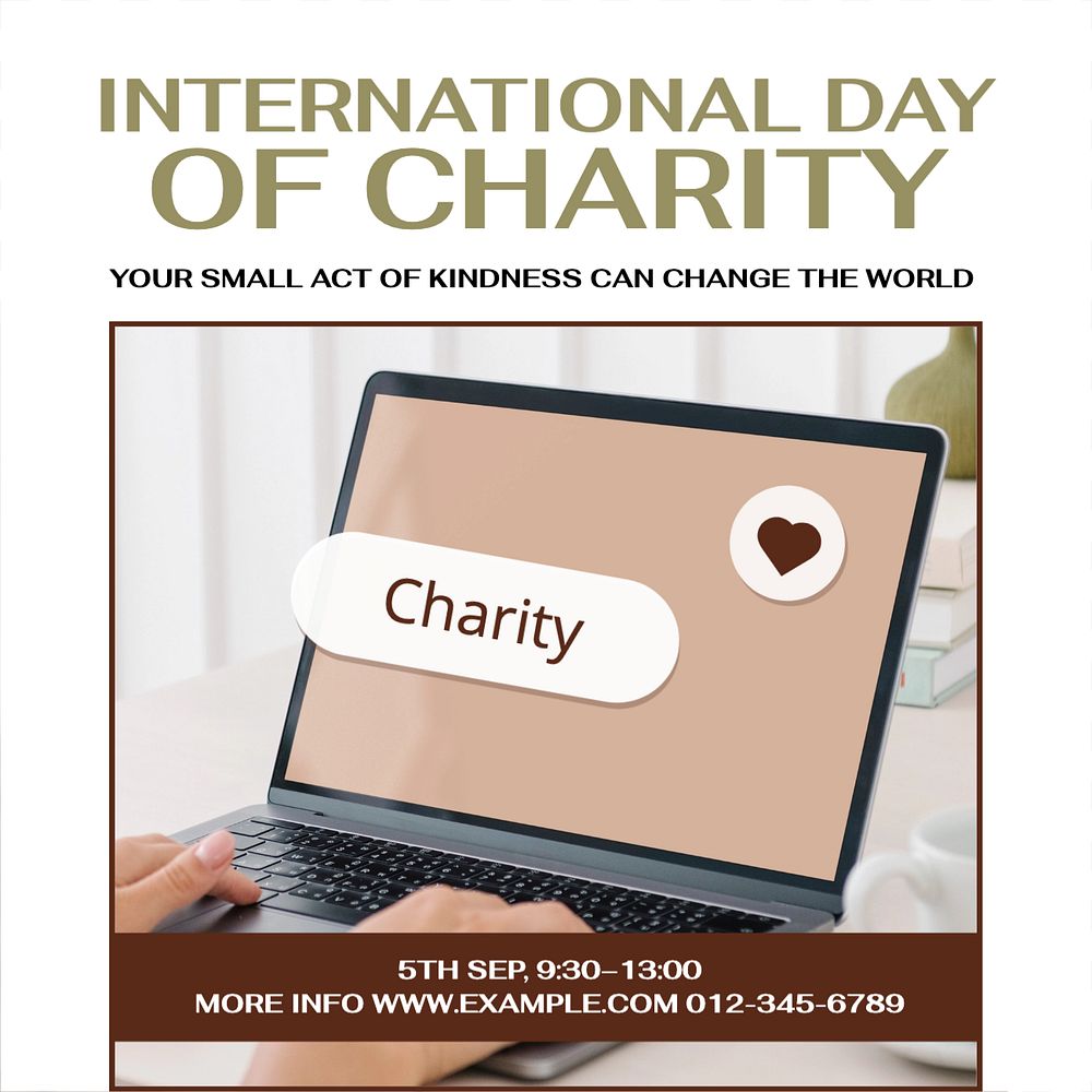 International day of charity Instagram post template, editable design