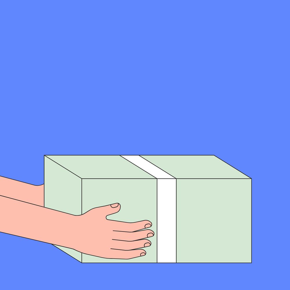 Hands holding box background, parcel delivery illustration, editable design