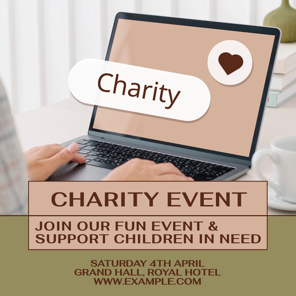 Charity event Instagram post template, editable design