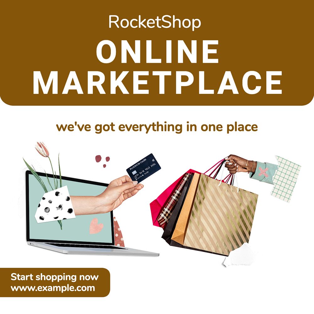 Online marketplace Instagram post template, editable text