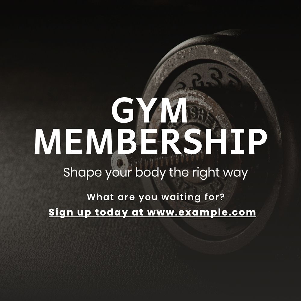 Gym membership Instagram post template, editable text