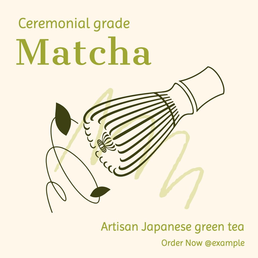 Ceremonial grade matcha Instagram post template, editable text