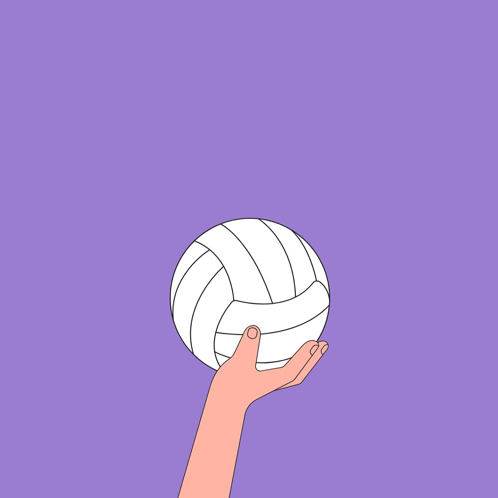 Hand shooting white volleyball background, sports illustration, editable design