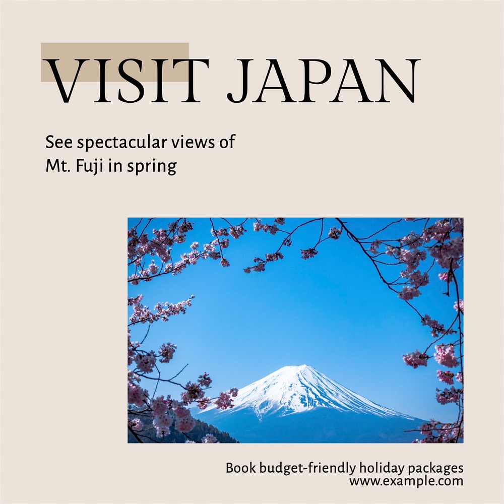 Visit Japan Instagram post template, editable text