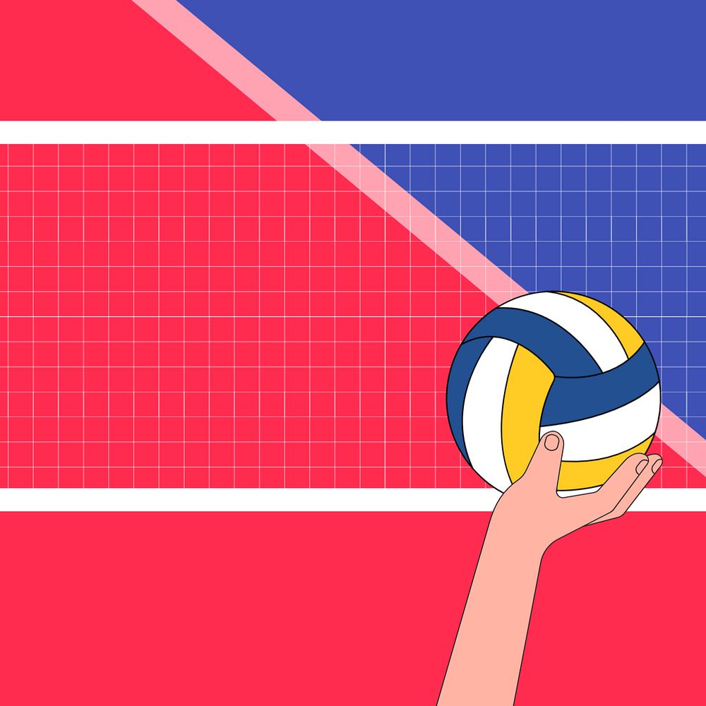 Hand shooting volleyball background, sports illustration, editable design