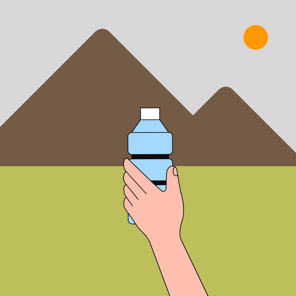 Hand holding water bottle background, editable design