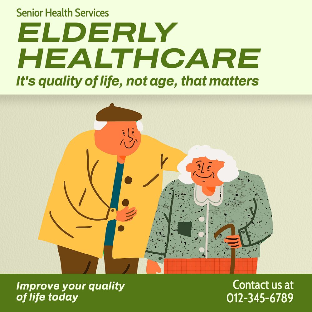 Elderly healthcare Instagram post template, editable text