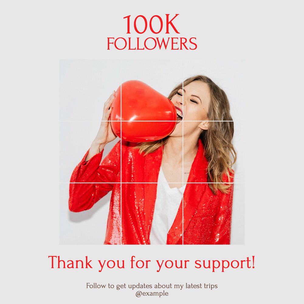 Thank followers Instagram post template, editable text