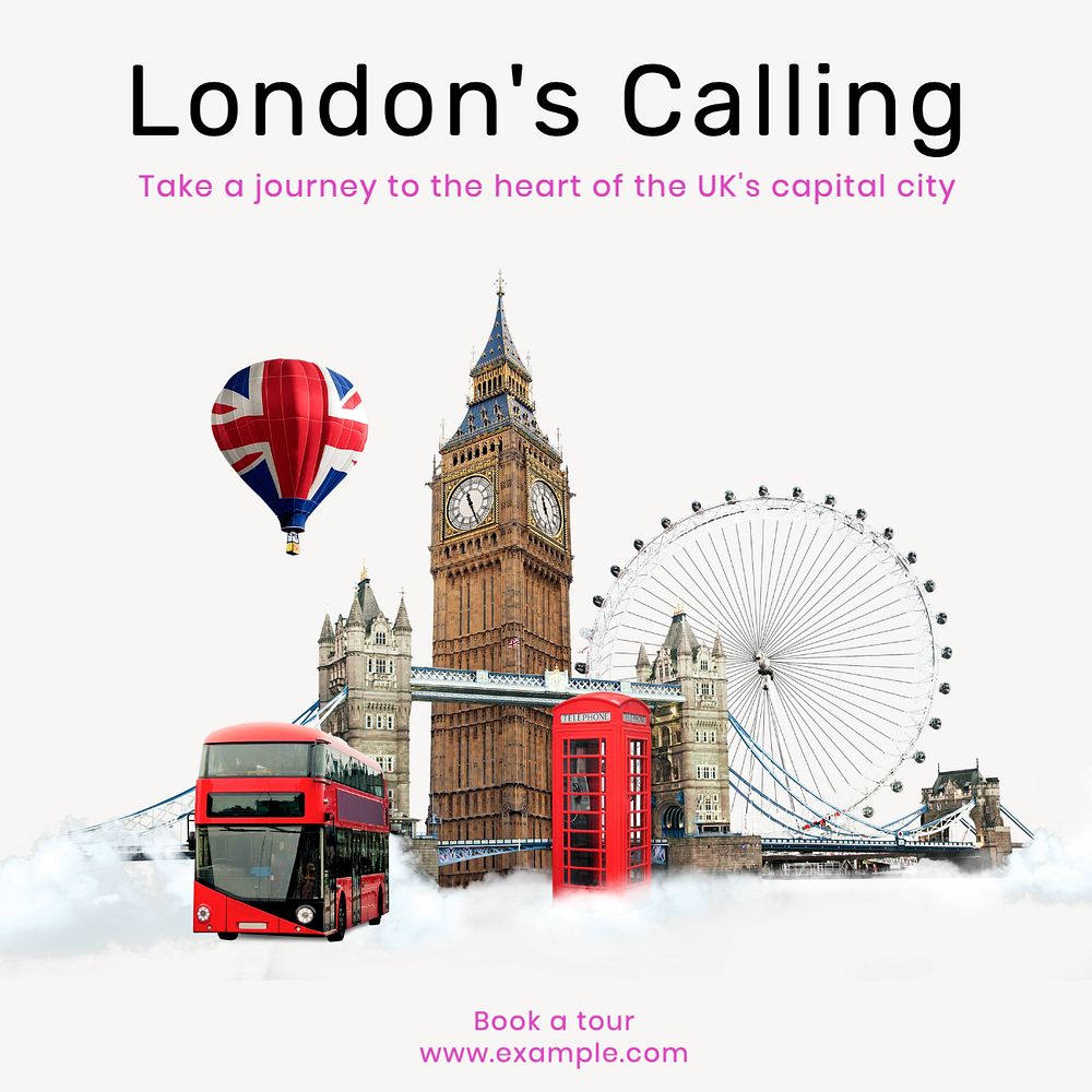 London calling Instagram post template, editable text