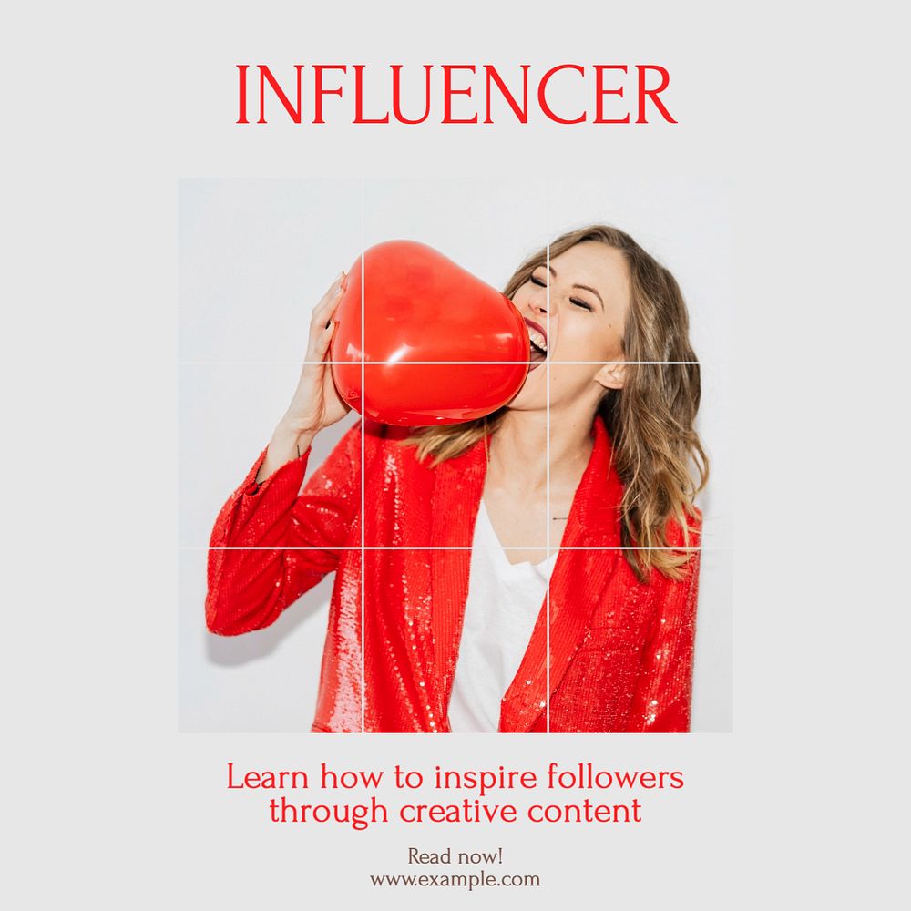 Influencer Instagram post template, editable text