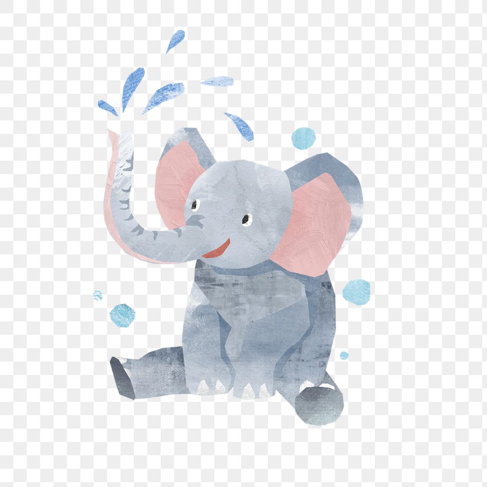 Cute playful elephant, animal paper craft, editable design