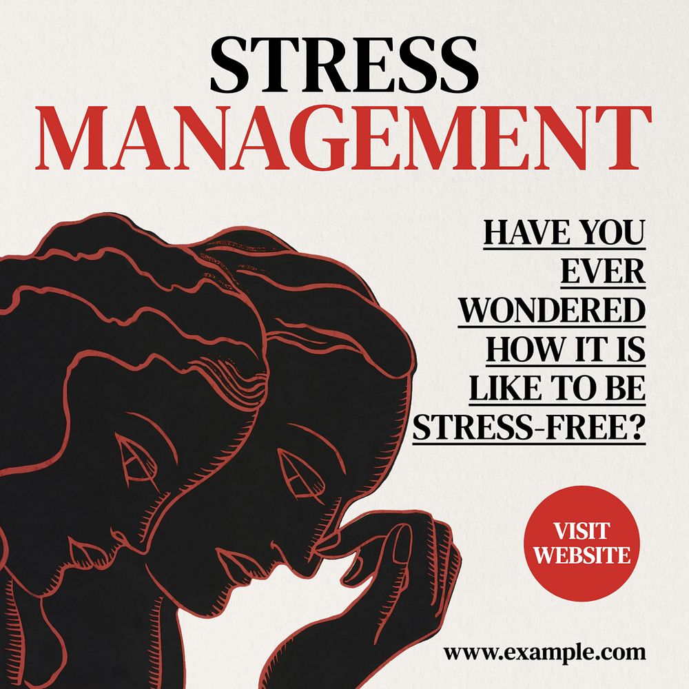 Stress management Instagram post template, editable text