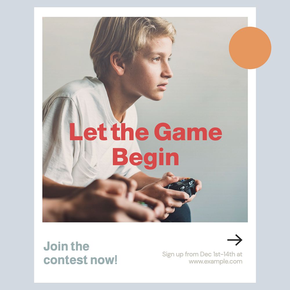 Game contest Instagram post template, editable text