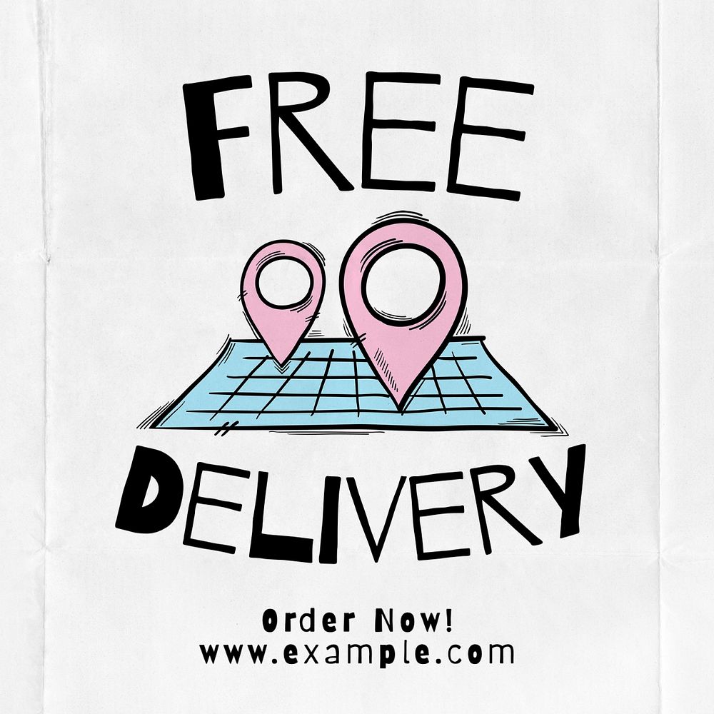 Free delivery Instagram post template, editable text