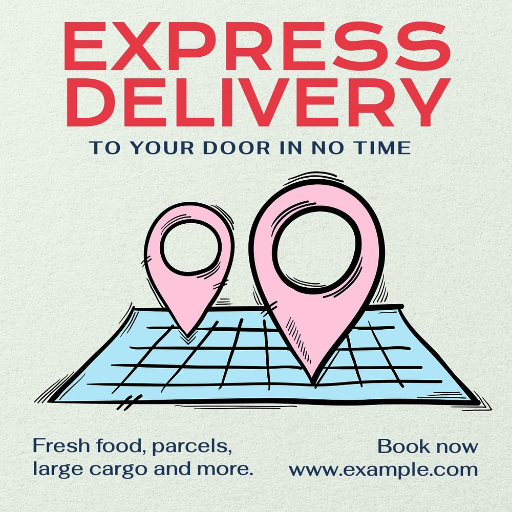 Express delivery Instagram post template, editable text